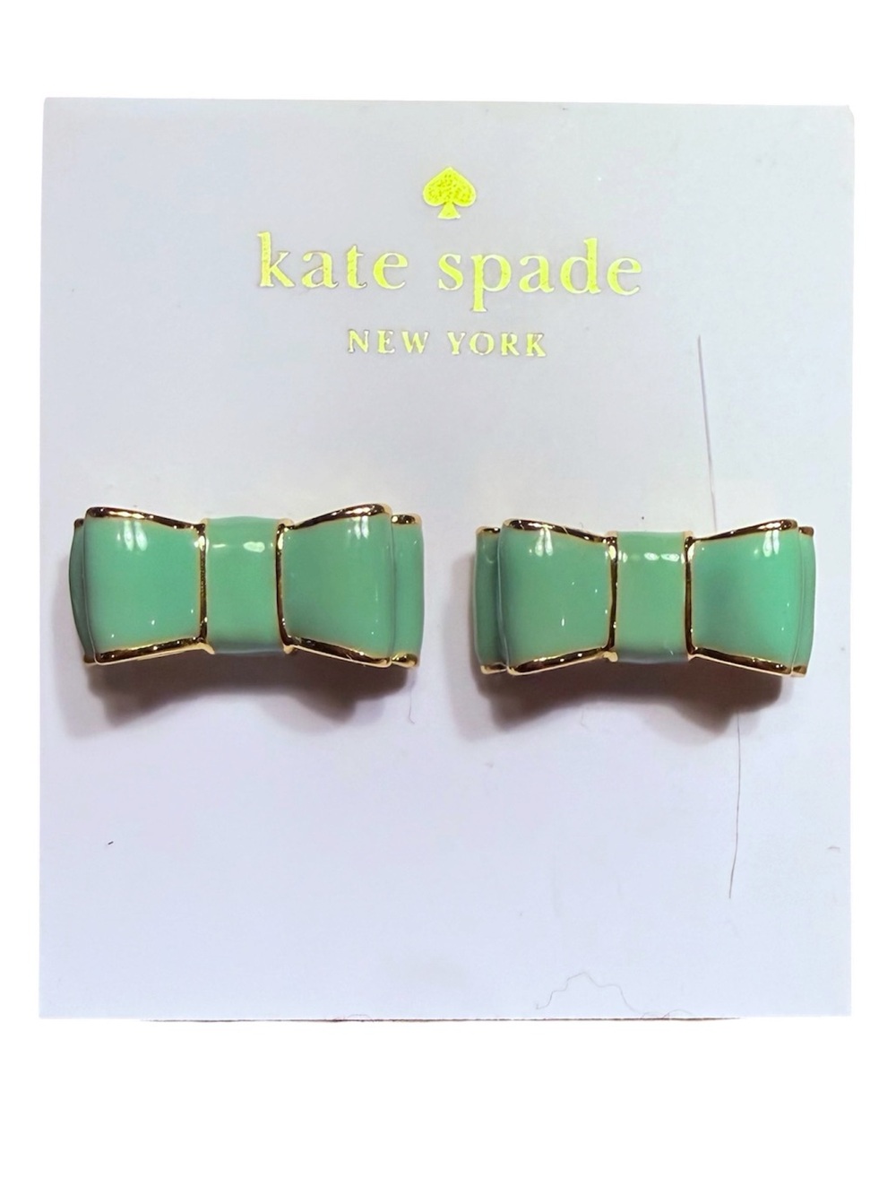 NWT kate spade Aqua Take a Bow Stud Earrings with Gold Trim
